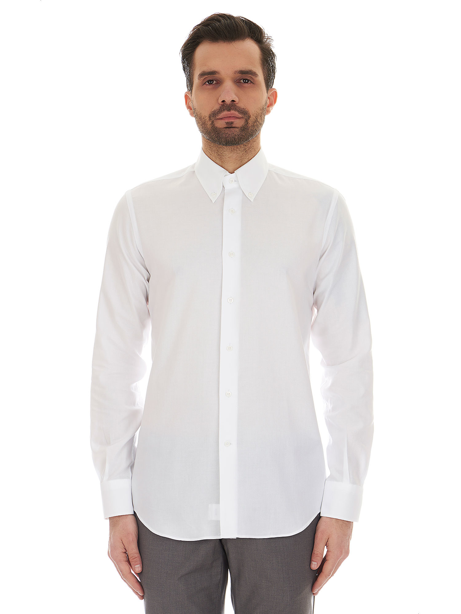 White plain color DelSiena shirt oxford fabric button down collar