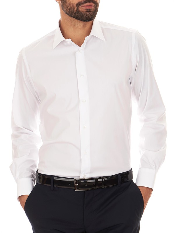 Càrrel - Solid color white stretch shirt