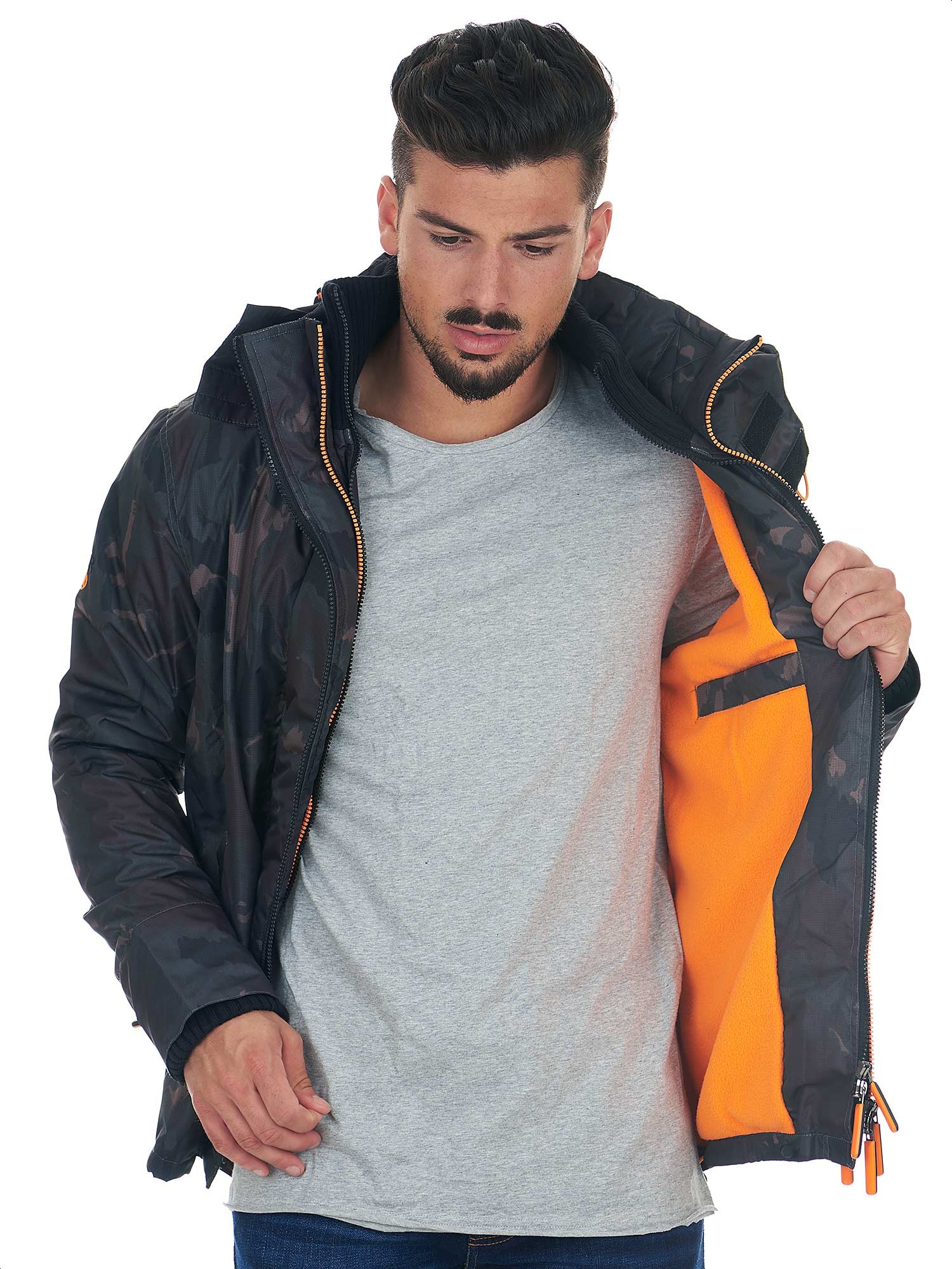 Superdry Herren Ultimate SD Windjacke Mit Kapuze - Flammenorange XXL, Wasserabweisend, Lockere Passform