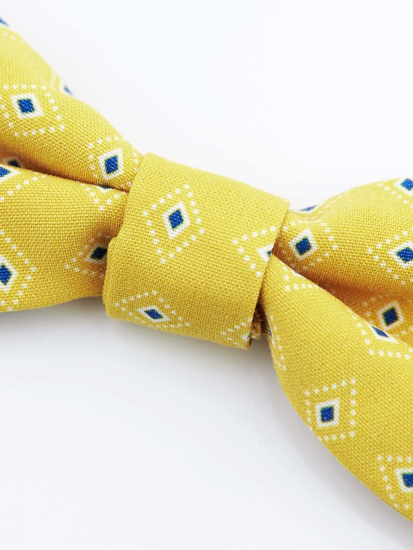 Rosi Collection - Yellow and blue pure silk bow tie for men